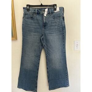 J. Crew Petite Mid-rise flare crop jean in all-day stretch